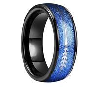 Anillos Compromiso Para Mujeres Hombres Anillos Compromiso Con Incrustaciones Meteorito Madera 8Mm Anillos Compromiso Con Forma Flecha Anillos Aniversario Anillos Boda Joyería Eternidad Azul 9