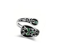 Anillos con forma de hojas de inspiración victoriana, joyería de piedra de mármol verde, joyería para mujer, regalo temático de la naturaleza, accesorio ajustable inspirado en victoriano