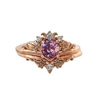 Anillos Cosas Anillos Rosa Oro Rosa Diseño delicado 2PCS Set Moda Anillo Luz Alto Grado Anillos Joyería Anillos Anillos, 9, copper, Sin piedras preciosas