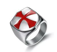 Anillos cruzados de acero inoxidable con diseño de aceite de goteo rojo irregular con personalidad para hombre