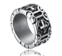 Anillos de acero de titanio hechos a mano con sello de cruz negra vintage para hombre, accesorios de joyería punk hip hop