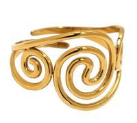 Anillos de acero inoxidable con acabado chapado en oro de 18 quilates, joyería de apertura ajustable, accesorios de dedo para ella, anillos de oro de acero inoxidable, One Size, como se describe, como