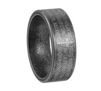 Anillos de acero inoxidable con cruz bíblica, anillo cristiano con cruz del Padrenuestro, anillo bíblico vintage de 8 mm con acabado esmerilado para hombre, anillos religiosos (8)