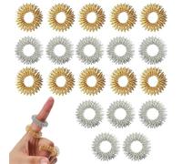 Anillos de acupresión para dedos juego de 20 unidades masaje estimulante 210 puntos plateado bienestar manos oficina hogar relajación diaria