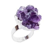 Anillos de amatista púrpura cruda, joyas de piedra natural ajustable, tamaño de 25 a 35 mm para un uso elegante, detalle exquisito, categoría de utilidad de moda, cumpleaños, Navidad, Año Nuevo