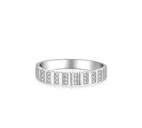Anillos de amistad delgados, propuesta de matrimonio, línea de plata con corte redondo, diamante de laboratorio, oro blanco 9K, talla 52 (16,6)