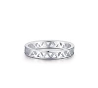 Anillos de amistad delicados, rosados para mujer, diseño geométrico con triángulo hueco, oro blanco de 9 quilates, talla 53 (16,9)
