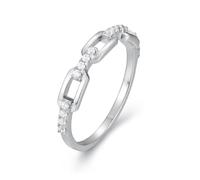 Anillos de amistad para mujer, con forma de cadena con moissanita, oro blanco de 14 quilates, talla 61 (19,4)