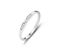Anillos de amistad para mujer, fáciles de apilar, con diamantes redondos, oro blanco de 9 quilates, talla 45 (14,3)