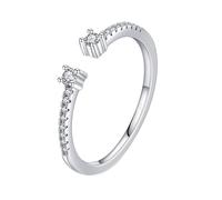 Anillos de amistad para mujer, plata de ley 925, anillos de compromiso con circonitas abiertas, anillos de boda sencillos y delicados para mujeres, Zirconia cúbica