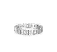 Anillos de amistad para novias, anillo rosado patrón de líneas geométricas huecas con moissanita redonda de oro blanco de 14 quilates, talla 57 (18.1)