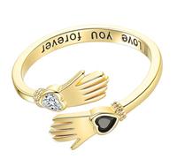 Anillos de amor abrazando las manos elegantes con piedra de circonita, diseños ajustables para parejas, anillos de sujeción de manos, One Size, como se describe, como se describe