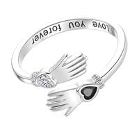 Anillos de amor abrazando las manos elegantes con piedra de circonita, diseños ajustables para parejas, anillos de sujeción de manos, One Size, como se describe, como se describe