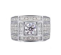 Anillos de amor para mujer, anillo de compromiso de oro blanco, estilo elegante con moissanita de 0,5 quilates, diamante creado, diamante natural, H 1/2, Oro blanco de 14 quilates, Diamante natural.