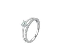 Anillos de amor para mujer, anillos de joyería vintage con forma de corazón, regalos de moissanita para mujer, H 1/2, Oro blanco de 9 quilates, Moissanita