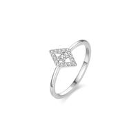 Anillos de amor para mujer, anillos para mujer de plata con diamante creado, oro blanco y Pt950, H 1/2, Oro blanco de 9 quilates, Diamante sintético