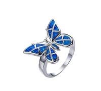 Anillos de anillo de joyería anillos de circón para mujer a la moda Full Butterfly Ring Ladies Jewelry Rings for Women tamaño 5 11 Estuche Esposas Anillos, 7, Metal, Sin piedras preciosas