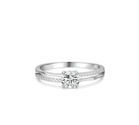 Anillos de aniversario para mujer, anillos de plata para mujer, banda hueca gótica con moissanita redonda