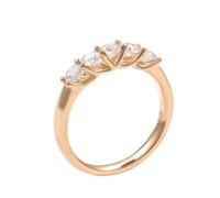 Anillos de banda para mujer, anillos de promesa para ella, oro simple con moissanita de forma redonda, H 1/2, Oro de 14 quilates, Moissanita