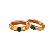 Anillos de boda a juego, anillo de pulgar para mujer, diseño mate pulido, rectangular, esmeralda de laboratorio de 0,5 quilates con moissanita redonda de oro amarillo de 9 K, 14 y 18 quilates, Z 1/2