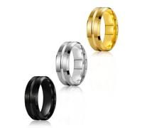 Anillos de boda de acero inoxidable para hombre, anillos de boda de 8 mm para mujeres y hombres, juego de anillos de oro plateado y negro, abovedados de alto pulido, ajuste cómodo 6-13, 6-14, Acero