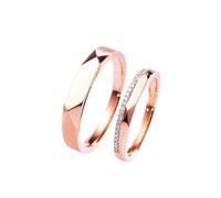 Anillos de boda de oro rosa para mujer, anillos de matrimonio para mujer con joyas de diamantes para mujer, P 1/2, Oro rosa de 18 quilates, No es una piedra preciosa