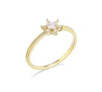 Anillos de boda para él, anillo de 18 quilates para mujer, moissanita redonda en D con circonita cúbica blanca, tamaño apilable, nudillos para aniversario, P 1/2, Oro amarillo de 18 quilates