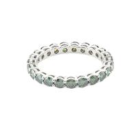 Anillos de boda para mujer, anillo de promesa para mí mismo, eternidad, redondo, con moissanita verde claro, oro blanco, H 1/2, Oro blanco de 14 quilates, Moissanita