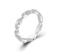 Anillos de boda para mujer, anillo de promesa para mujer, infinito con moissanita, oro blanco de 9 quilates, Q 1/2, Oro blanco de 9 quilates, Moissanita