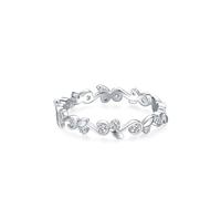 Anillos de boda para mujer, oro blanco, diseño de serie de vides de 9 quilates con moissanite redondo, talla 52 (16,6)