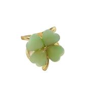 Anillos de Bufanda Bufanda de seda con hebilla y trébol cuatro hojas, corbata chal anillo en X imitación Para mujeres(Light green)
