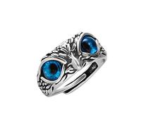 Anillos de Búhos Animales Retro para Mujeres 6 Estilo Lindo Ojos Azules Color Plata Ajustable Anillo Abierto Hombres Joyería Gótica Regalo Practical Treatment