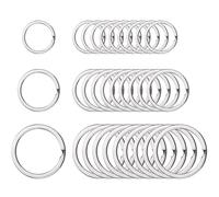Anillos de cadena de llave plana redonda Anillo dividido de metal para llaves de automviles en casa Organizacin 30 piezas (plata 3/4 pulgadas 1
