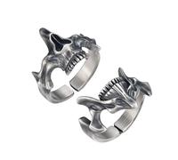 Anillos de calavera de plata vintage para hombre, diseño de calavera punk, accesorio de joyería clásico, accesorios de joyería desmontables, anillos dobles, talla única, como se describe, como se