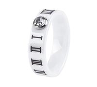 Anillos De Cerámica Para Hombres Y Mujeres Anillos Apilables Con Números Romanos Clásicos De 6Mm Con Cristal, Joyería De Boda Para Parejas, Hermoso Anillo De Dedo Redondo Cortado A Mano Blanco 8