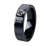 Anillos De Cerámica Para Hombres Y Mujeres Anillos Apilables Con Números Romanos Clásicos De 6Mm Con Cristal, Joyería De Boda Para Parejas, Hermoso Anillo De Dedo Redondo Cortado A Mano, Negro 6