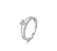 Anillos de circonita cúbica para mujer, anillo de plata de ley 925, líneas de doble capa con amor, circonita cúbica, forma de corazón, regalo de cumpleaños, N 1/2, Zirconia cúbica
