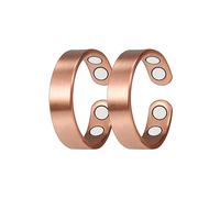 Anillos de cobre para artritis para mujer, anillos magnéticos de cobre puro, alivio del dolor con 4 imanes ajustables magnéticos para curación y salud
