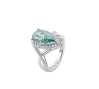 Anillos De Compromiso Anillo Compromiso Verde Oro Blanco De 14 Quilates Moissanita Anillo Infinito con Moissanita Verde En Forma De Lágrima De 2 Quilates Tamaño 6,75 Popular Para Esposa Graduación