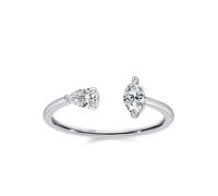 Anillos de compromiso con circonita cúbica, anillo de plata de ley 925 con circonita cúbica irregular, joyería abierta en forma de pera, accesorios elegantes para mujer, J 1/2, Zirconia cúbica
