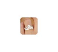 Anillos de compromiso de 2 piezas de boda 2 PCS Juego para mujeres Marquise Cut 2 quilates de circonía cúbica CZ 925 Sterling Silver Promise Infinity Anniversary Anniversary Diamond de diamante para
