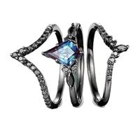 Anillos de compromiso de granate para mujer, anillos de rodio negro para mujer, granate rojo, anillo de boda Art Deco, anillos de granate, anillos solitarios para mujer, anillos de cumpleaños para