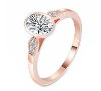 Anillos de compromiso de moissanita, anillos de promesa para ella, oro rosa de 9 quilates, 14 quilates, 18 quilates con forma ovalada de 1/2/3 quilates para propuesta de boda, Q 1/2, Moissanita