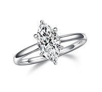 Anillos de compromiso de moissanita de corte marquesa de 1,5 quilates para mujer, anillo de diamante creado en laboratorio de oro blanco de 14 quilates, plata de ley S925 maciza S925, anillo solitario
