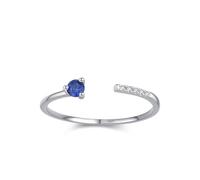 Anillos de compromiso de plata de ley 925 con circonita cúbica, color azul, joyería abierta, circonita cúbica, accesorios elegantes para mujer, R 1/2, Zirconia cúbica