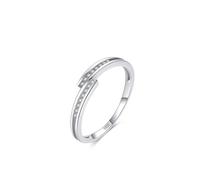 Anillos de compromiso de plata de ley 925 con circonita cúbica, líneas simples, circonita cúbica, forma redonda, ajuste cómodo, R 1/2, Zirconia cúbica