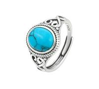 Anillos de compromiso de plata de ley 925 con turquesa natural vintage, estilo bohemio, joyería para mujer, regalo azul