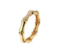Anillos de Compromiso Diamante, Anillo Promesa Mujer Junta de Bambú Oro Amarillo de 18 Quilates Talla 23,5