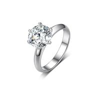Anillos de compromiso, lindos anillos de moissanite redondo con 6 garras, oro blanco de 2 quilates, platino 950, talla 57 (18,1)