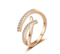 Anillos de Compromiso Oro Rosa, Anillos Mujer Blanco Diamante de Laboratorio Infinidad Oro Amarillo de 18 Quilates Talla 25